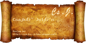 Csajkó Jolán névjegykártya