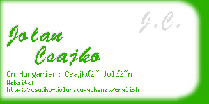 jolan csajko business card